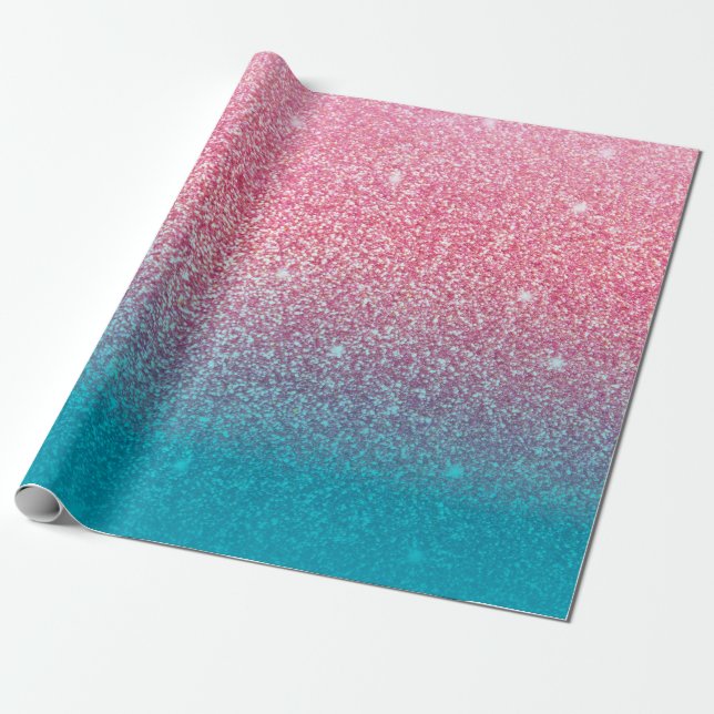 Glitter Gradient Pink Wrapping Paper (Unrolled)