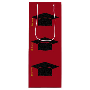 Glitter Graduation Cap Wine Gift Bag