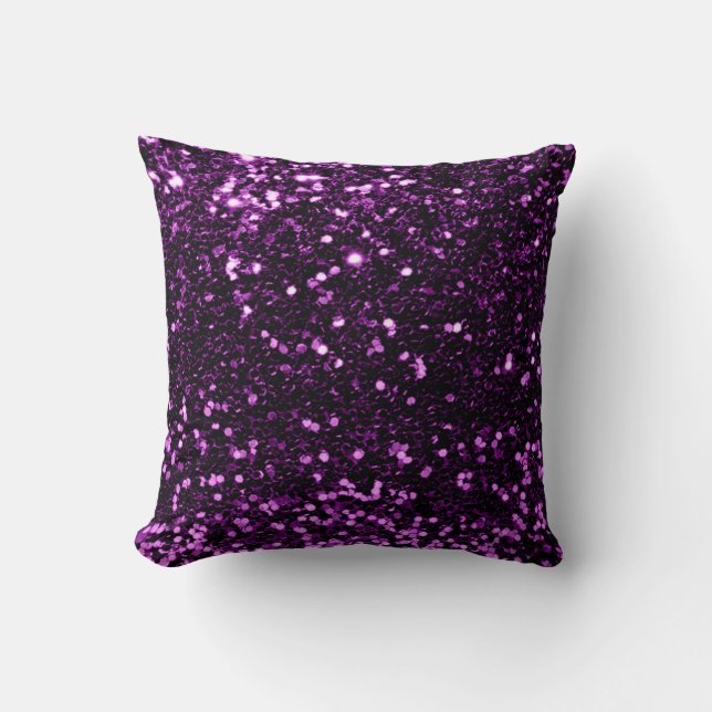 Glitter Grape Fashion Sequin Purple Violet Plum Throw Pillow (Front)