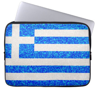 Glitter Greece flag laptop sleeve
