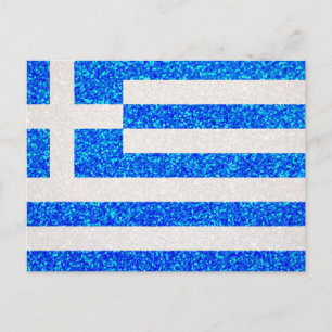 Glitter Greece flag postcard