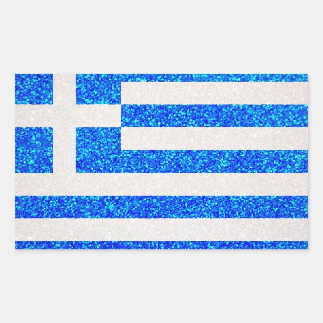 Glitter Greece flag rectangle stickers (Front)
