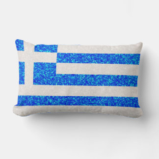 Glitter Greece flag rectangle throw pillow