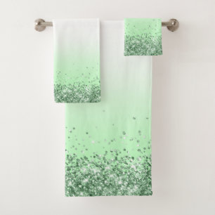 Glitter Green Bath Towel Set