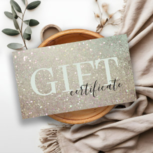 Glitter Green Pink Aqua Shiny Gift Certificate