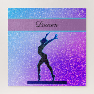 Glitter Gymnastics Beam Blue and Purple Jigsaw Puzzle