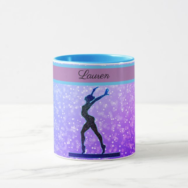 Glitter Gymnastics Beam Blue and Purple Mug (Center)