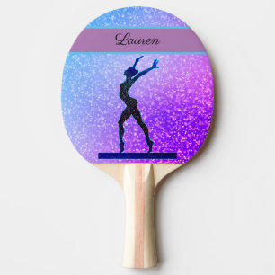 Glitter Gymnastics Beam Blue and Purple Ping Pong Paddle