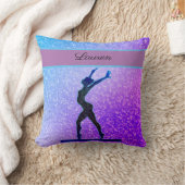 Glitter Gymnastics Beam Blue and Purple Throw Pillow (Blanket)