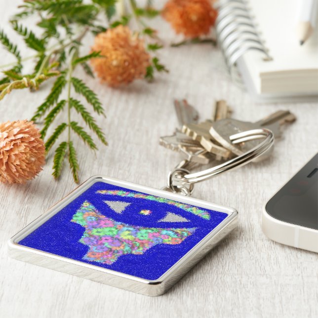 Glitter hamsa pretty floral keychain (Side)