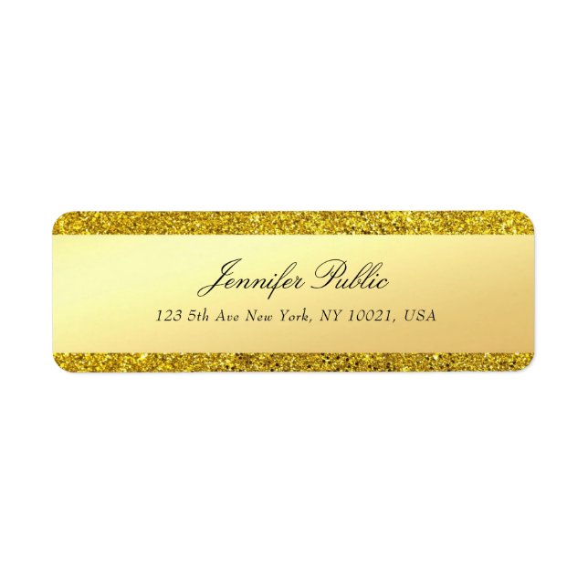 Glitter Handwritten Script Text Return Address (Front)