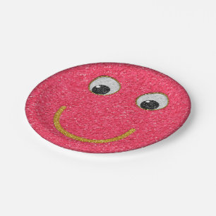 Glitter Happy Face 14-Paper Party Plates