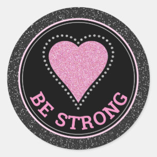 Glitter Heart Breast Cancer Awareness Design Classic Round Sticker