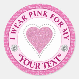 Glitter Heart Breast Cancer Awareness Design Classic Round Sticker