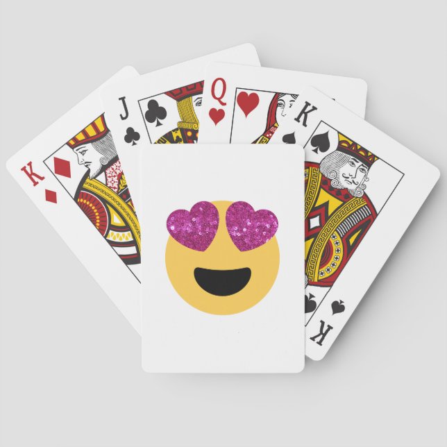 glitter heart eye emoji playing cards (Back)