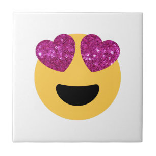 glitter heart eye emoji tile