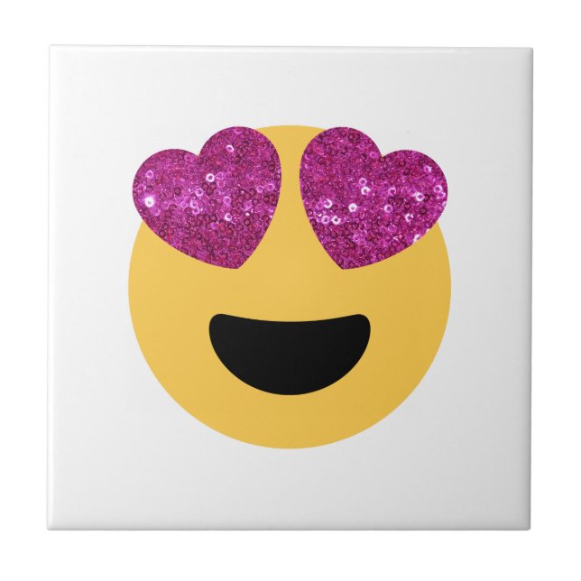 glitter heart eye emoji tile (Front)