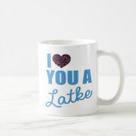 Glitter hearts and Latkes Coffee Mug<br><div class="desc">Glitter Hearts and Latkes Coffee Mug - Presenting a super fun gift for Hanukkah. A mug with the word play "I Love You a Latke" and glitter hearts to say to that special someone you love them. Happy Hanukkah!</div>