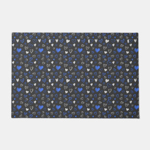 Glitter Hearts Blues Doormat