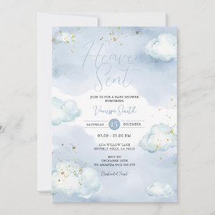 Glitter Heaven Sent Baby Shower Invitation