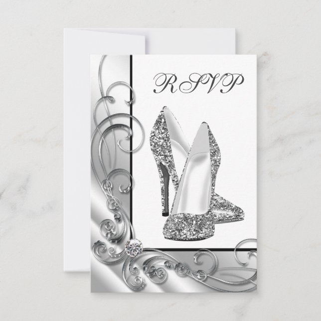 Glitter High Heel Shoe RSVP Card (Front)