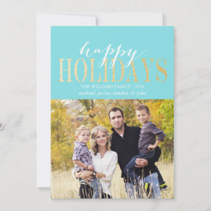 Glitter Holiday Christmas Cards   Teal