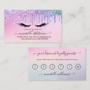 Glitter Holographic Eyelash Extension Loyalty  Business Card
