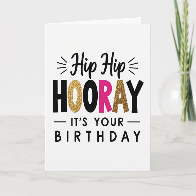 Glitter Hooray Birthday Card (Front)