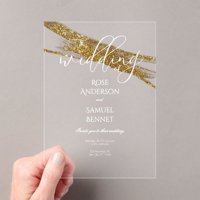 Glitter Ink Transparent Acrylic Invitation (Insitu (Handheld))