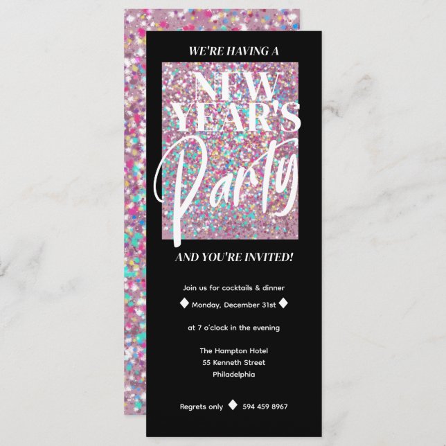  Glitter Invitations | New Years Eve (Front/Back)