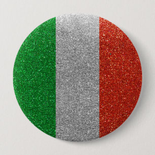 Glitter Italian Flag of Italy Milan Fashion Bling 4 Inch Round Button