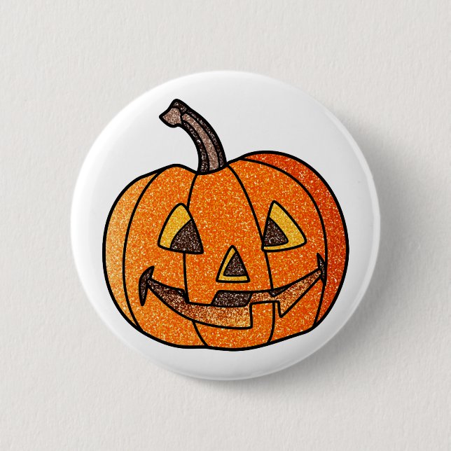 Glitter Jack O'Lantern 2 Inch Round Button (Front)