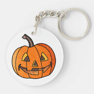 Glitter Jack O'Lantern Keychain
