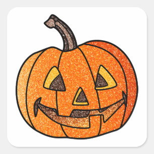 Glitter Jack O'Lantern Square Sticker