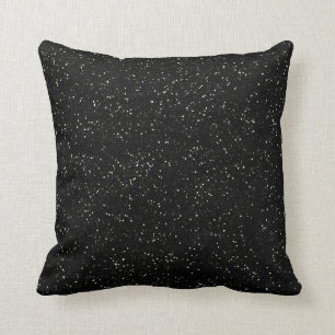 Glitter Jewelled Black Silver Sparkle Stylish Faux Throw Pillow