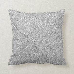 Glitter Jewelled White Silver Sparkle Stylish Faux Throw Pillow