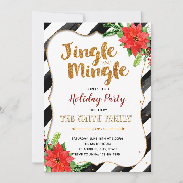 Glitter jingle and mingle party invitation (Front)