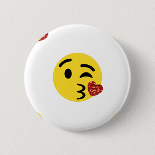 glitter kiss emoji 2 inch round button