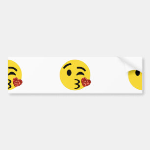 glitter kiss emoji bumper sticker
