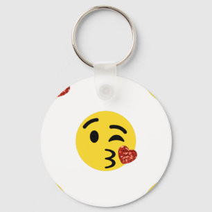 glitter kiss emoji keychain