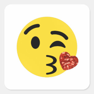 glitter kiss emoji square sticker