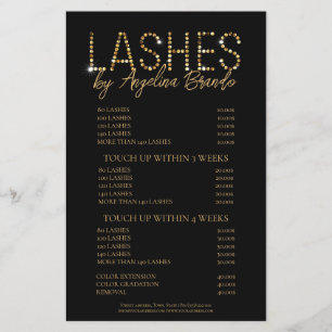 Glitter Lashes Eyelash Extensions Black Price List Flyer