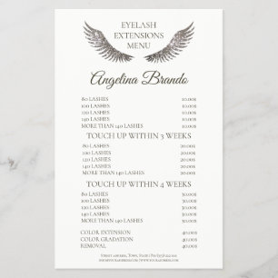 Glitter Lashes Eyelash Extensions White Price List Flyer