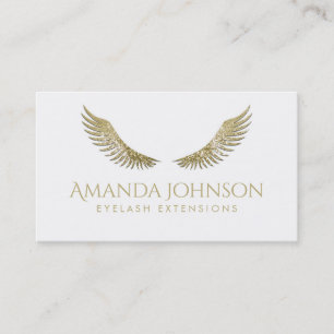 Glitter Lashes White Gold Wings Simple White Card