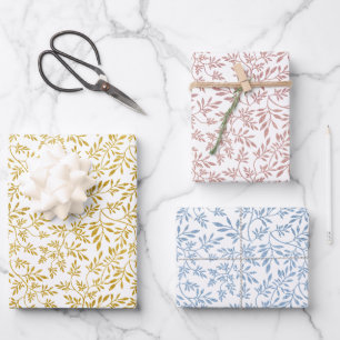 Glitter  leaves pattern christmas holiday wrapping paper sheet