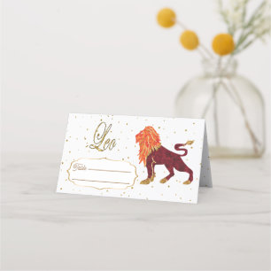 Glitter Leo, Gold Confetti, Birthday Place Card