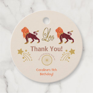 Glitter Leo, Gold Shooting Stars Thank You Favour Tags
