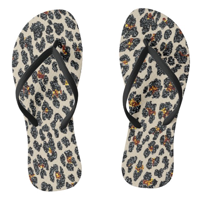 Glitter Leopard Flip Flops (Footbed)