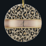 Glitter Leopard Pattern Monogram   Ceramic Ornament<br><div class="desc">Elegant glitter leopard pattern with your monogram. The perfect romantic gift idea. Click the Customize It button to change fonts,  move text around and further customize your design.</div>