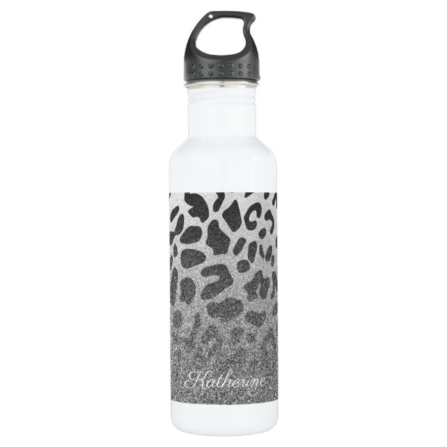 Glitter Leopard Print 710 Ml Water Bottle (Front)
